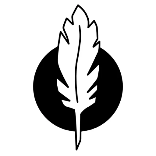 Federumriss vor schwarzem Kreis